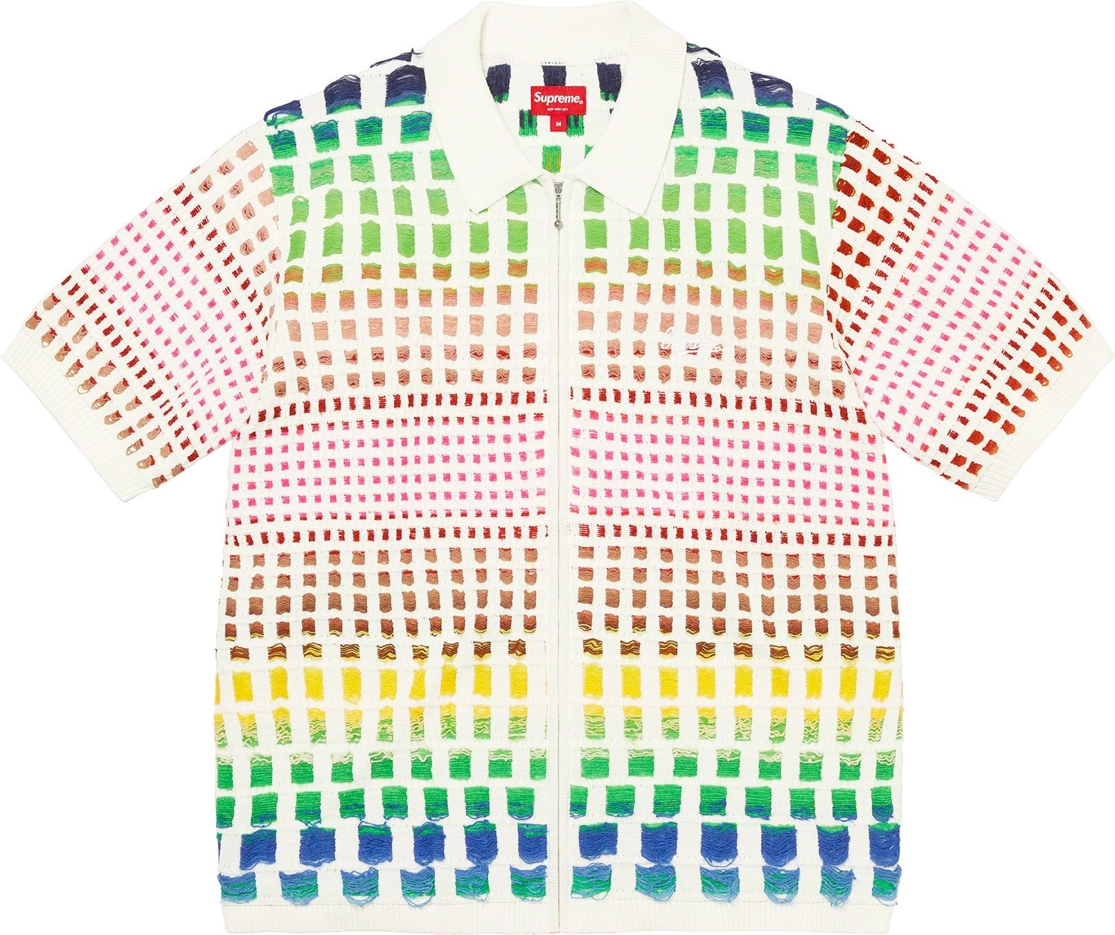 Gradient Grid Zip Up Polo view 4
